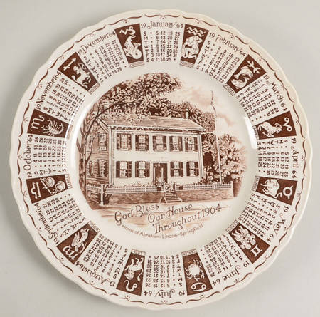 Royal Staffordshire Calender Plate Home Of Abraham Lincoln - No Box Nb64a