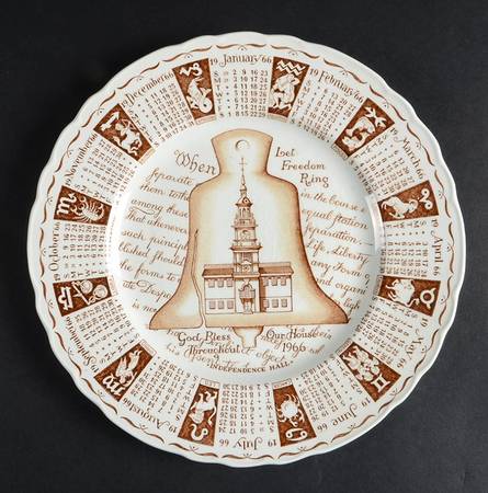 Royal Staffordshire Calender Plate Independence Hall - No Box 66a