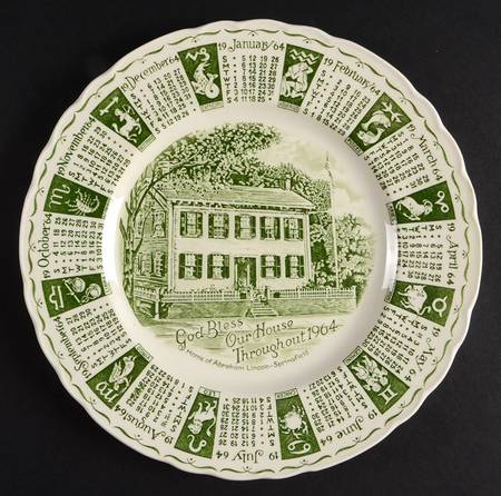 Royal Staffordshire Calender Plate Home Of Abraham Lincoln - No Box 64c