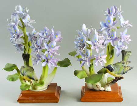 Doughty American Birds Yellow-Throats & Water Hyacinth Pair - No Box