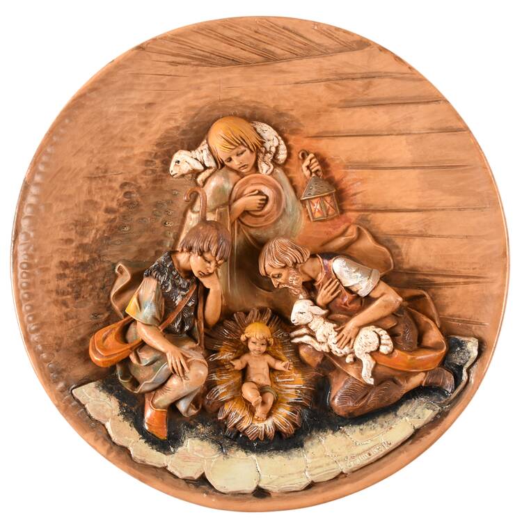 Fontanini Christmas Plate O Come Let Us Adore Him - Boxed