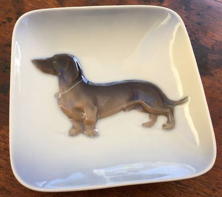 Royal Copenhagen Giftware Square Tray Dachshund - No Box