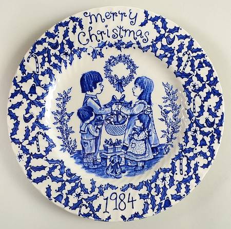 Royal Crownford Christmas Plates 1984-Blue - No Box