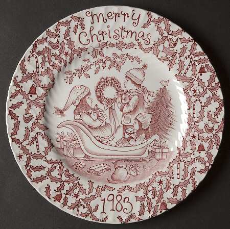 Royal Crownford Christmas Plates 1983-Red - No Box