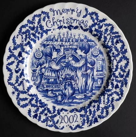 Royal Crownford Christmas Plates 2002-Blue - No Box