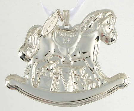 Babys First Christmas-Sterling Rocking Horse With Date Tag - Boxed