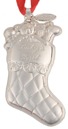 Babys First Christmas-Sterling Stocking With Date Tag - Boxed