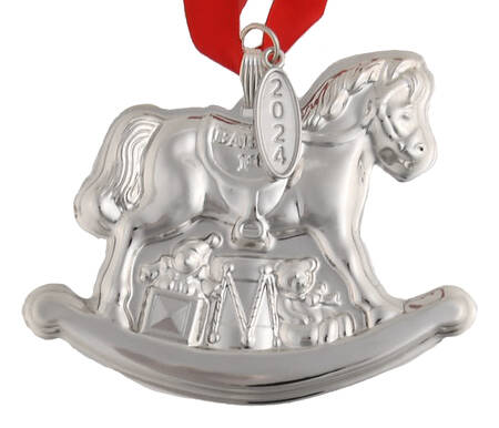 Babys First Christmas-Sterling Rocking Horse With Date Tag - Boxed