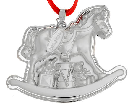 Babys First Christmas-Sterling Rocking Horse With Date Tag - Boxed