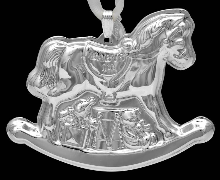 Babys First Christmas-Sterling Rocking Horse With Date Tag - No Box