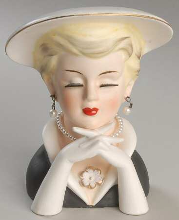 Rubens Miscellaneous Head Vase Black Dress & Pearls - No Box