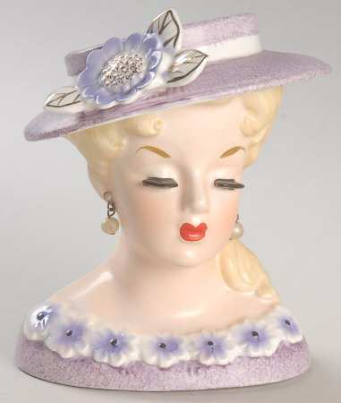Rubens Miscellaneous Head Vase Lavender Hat & Dress - No Box