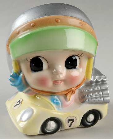 Rubens Miscellaneous Head Vase Child In Race Car W/Helment - No Box
