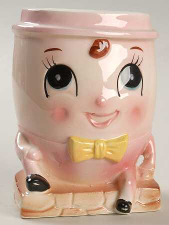 Rubens Miscellaneous Head Vase Humpty Dumpty Pink W Ylw Bow - No Box