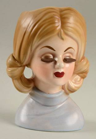 Rubens Miscellaneous Head Vase Blue/Grey Dress Eyes Closed - No Box