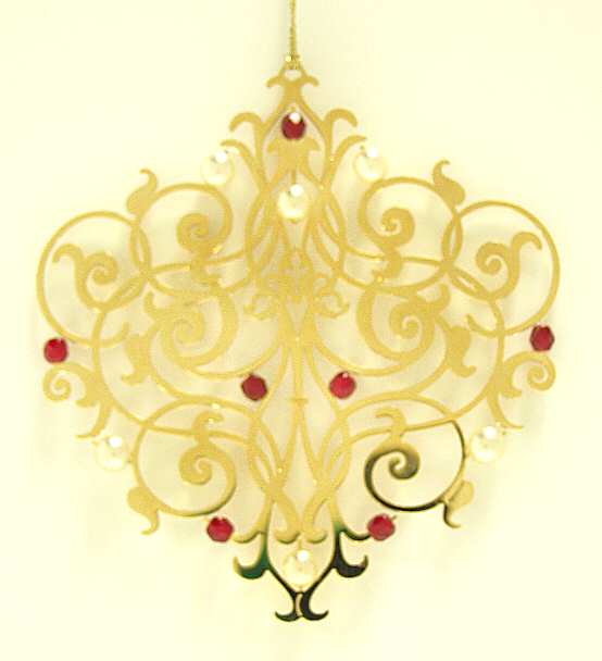 Reed & Barton Christmas Ornament Pearls & Beads-Goldplated - Boxed