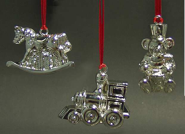 Reed & Barton Christmas Ornament Toyland Ornaments-Set Of 3-Silverplate - No Box