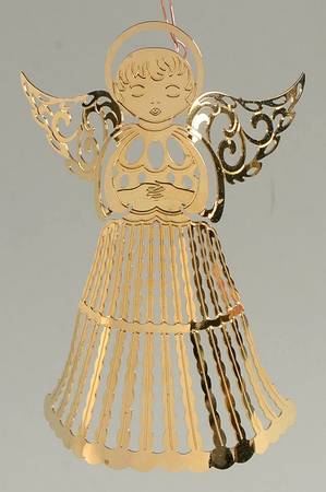 Reed & Barton Christmas Ornament Praying Angel Filigree-Gold Plated - Boxed