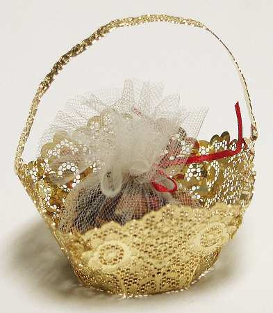 Reed & Barton Christmas Ornament Lace Basket - No Box