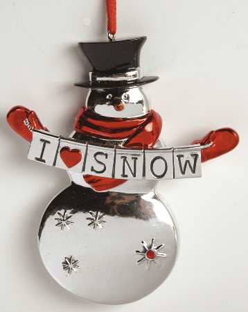 Reed & Barton Christmas Ornament I Love Snow Snowman - Boxed