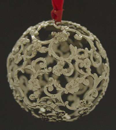 Reed & Barton Christmas Ornament Christmas Rose Pierced Ball - No Box