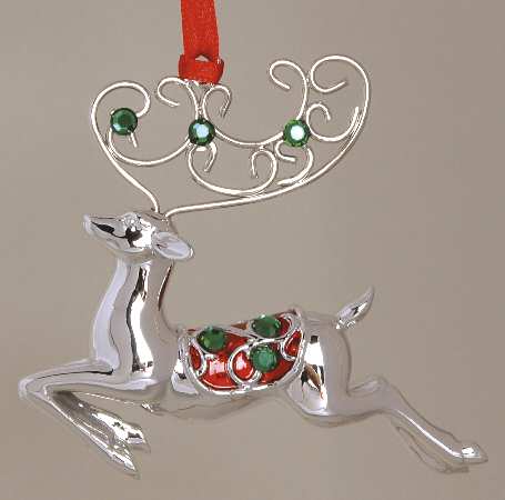 Reed & Barton Christmas Ornament Jeweled Reindeer - Boxed