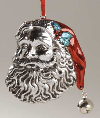 Reed & Barton Christmas Ornament Santa With Jingle Bell - Boxed