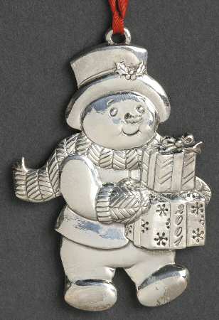 Reed & Barton Christmas Ornament Snowman With Gifts - Boxed