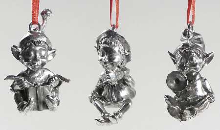 Reed & Barton Christmas Ornament Santas Elves-Set Of 3-Mini Orn - Boxed