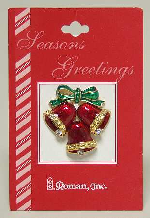 Roman Christmas Jewelry Bells With Green Ribbon - No Box