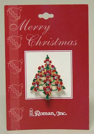 Roman Christmas Jewelry Tree Pin-Red Bows - No Box