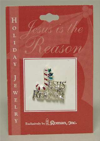 Roman Christmas Jewelry Jesus Is The Reason-Pin Silver - No Box