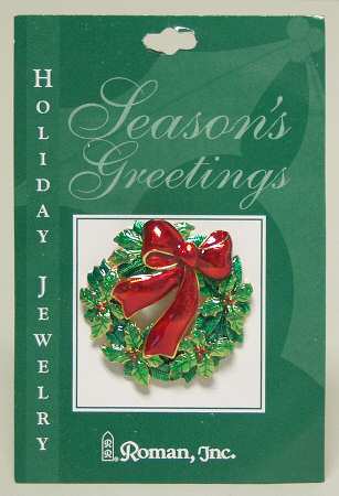 Roman Christmas Jewelry Wreath Pin - No Box