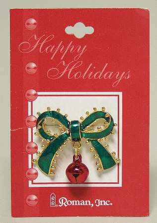 Roman Christmas Jewelry Bow With Jingle Pin - No Box