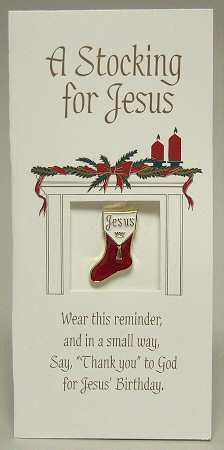 Roman Christmas Jewelry A Stocking For Jesus Pin - No Box