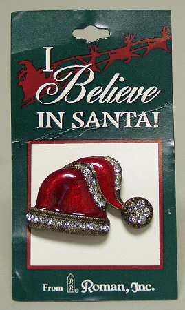 Roman Christmas Jewelry I Believe In Santa-Hat Pin - No Box