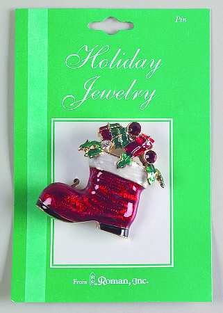 Roman Christmas Jewelry Santa Boot Pin - No Box
