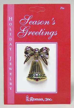 Roman Christmas Jewelry Victorian Bell Pin - No Box