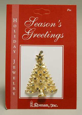 Roman Christmas Jewelry Jeweled Tree Pin-Mounted Jewels - No Box