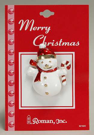 Roman Christmas Jewelry Snowman With Candy Cane - No Box
