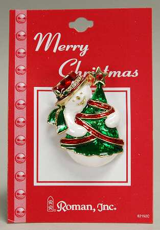 Roman Christmas Jewelry Snowman With Tree - No Box