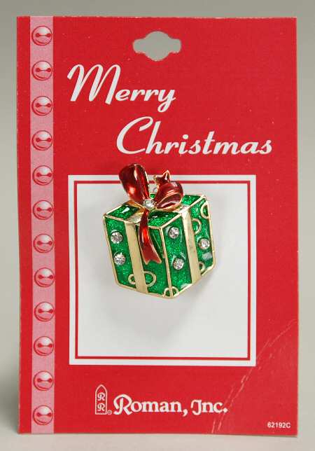 Roman Christmas Jewelry Green Gift With Red Bow - No Box