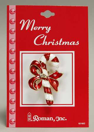 Roman Christmas Jewelry Candy Cane With Bow - No Box