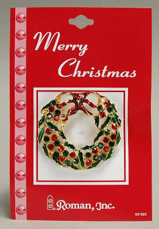Roman Christmas Jewelry Wreath With Red Ribbon - No Box
