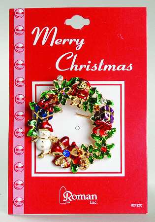 Roman Christmas Jewelry Wreath With Santa Snowman & Gifts - No Box