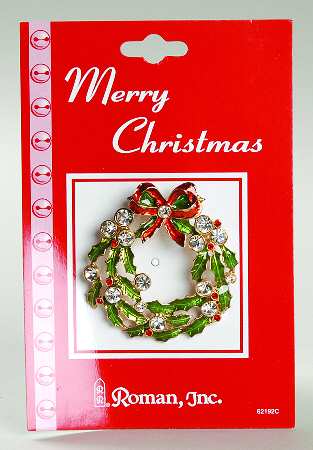 Roman Christmas Jewelry Holly Wreath-Jeweled - No Box