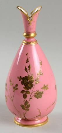 Royal Crown Derby Giftware Vase- Pink Floral Gilded  - No Box