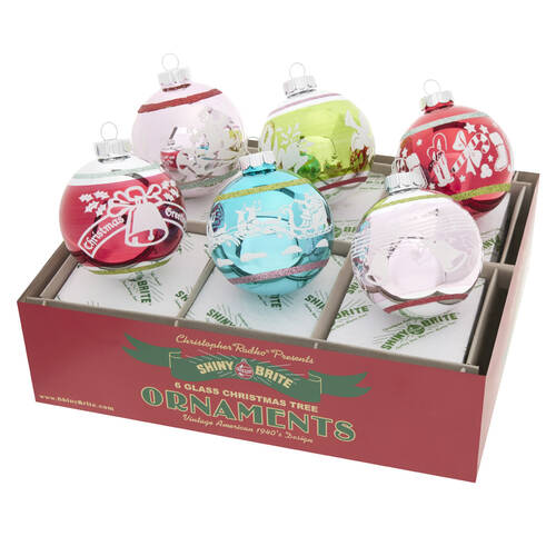 Shiny Brite Ornaments Decorated Reflector Rounds-Festive Fete - Boxed