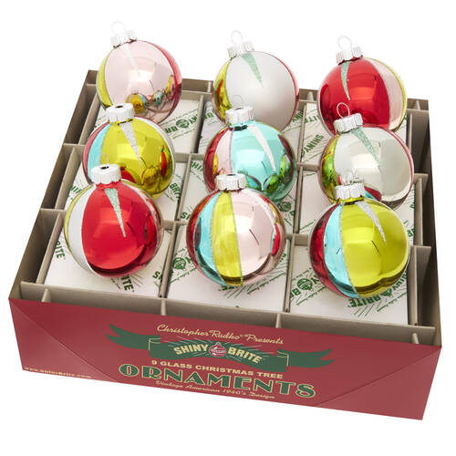 Shiny Brite Ornaments Festive Fete Rounds - Boxed