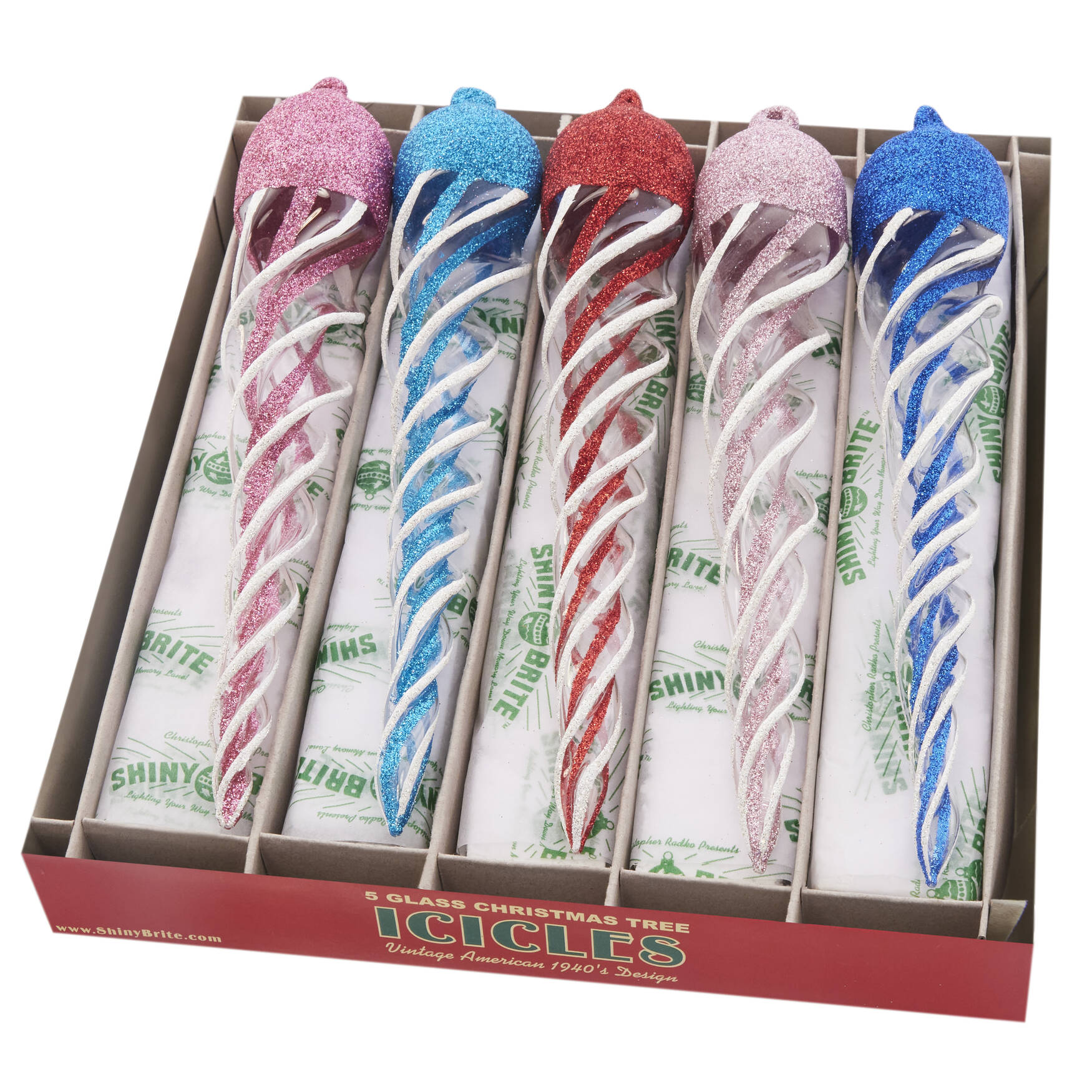 Shiny Brite Ornaments Christmas Confetti Glass Icicles - Boxed